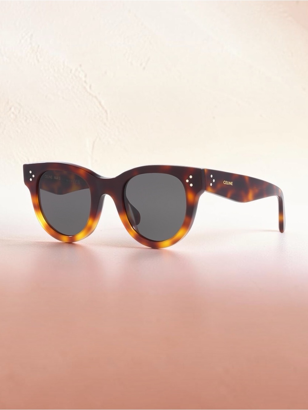CELINE CL4003IN Baby Audrey Sunglasses in Tortoise and Grey/Green
